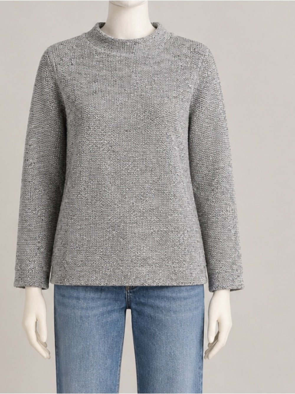 LOFT Gray Crewneck Textured Sweater